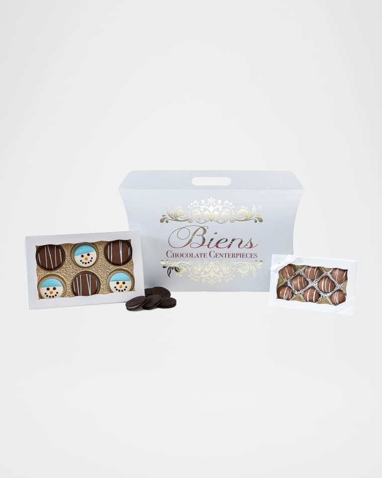 Biens Chocolate Centerpiece Snowmen Sandwich Cookie & Bien Tote Box