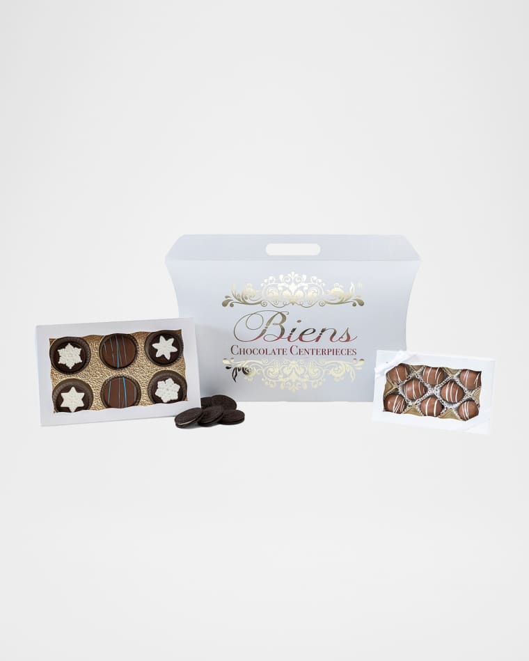Biens Chocolate Centerpiece Snowflake Custom Sandwich Cookie & Bien Tote Box