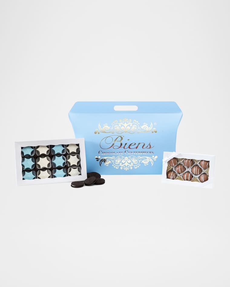 Biens Chocolate Centerpiece Snowflake Mini Custom Sandwich Cookie & Bien Tote Box