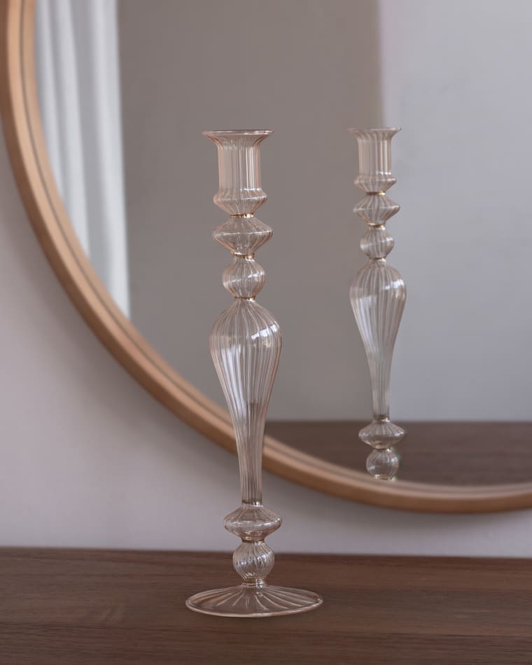 Beatriz Ball Glass Cambridge Josephine 13.5" Candlestick Holders, Set of 2
