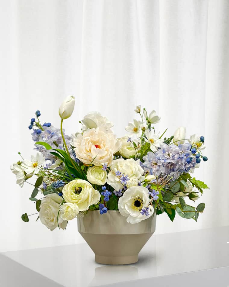 Winward Home Mixed Floral Arrangment in Tapered Ceramic Bowl, 22"