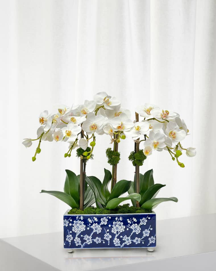 Winward Home Orchid 19" Faux Floral Arrangement in Longlife Porcelain Arranger