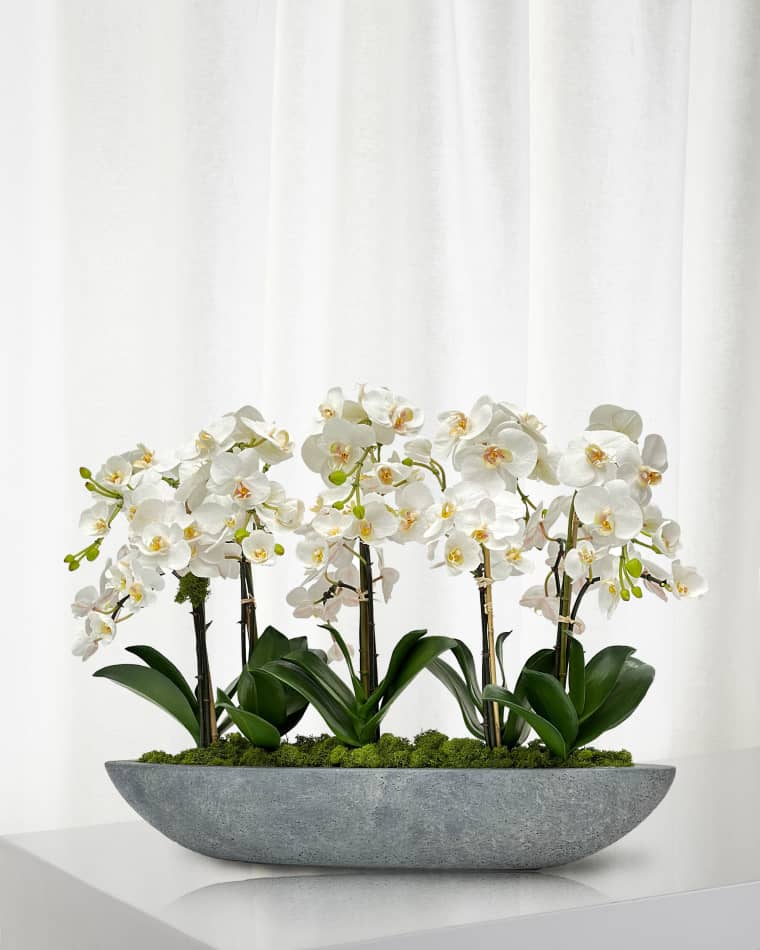 Winward Home Orchid 30" Faux Floral Arrangement in Fiberglass Boat