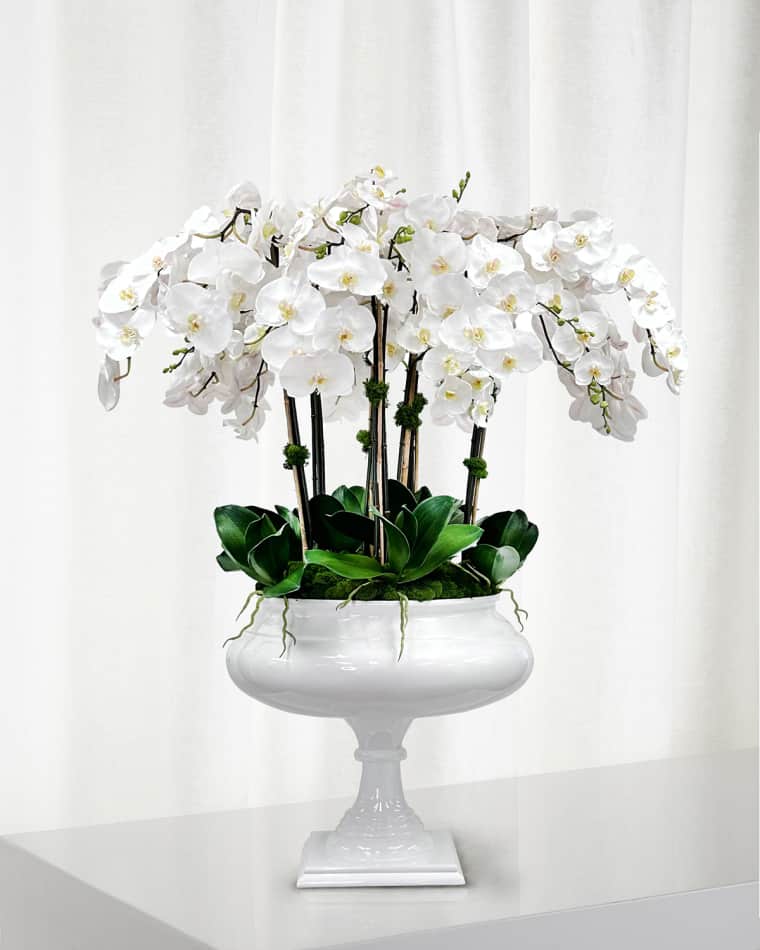 Winward Home Orchid 47" Faux Floral Arrangement in Footed Roman Planter