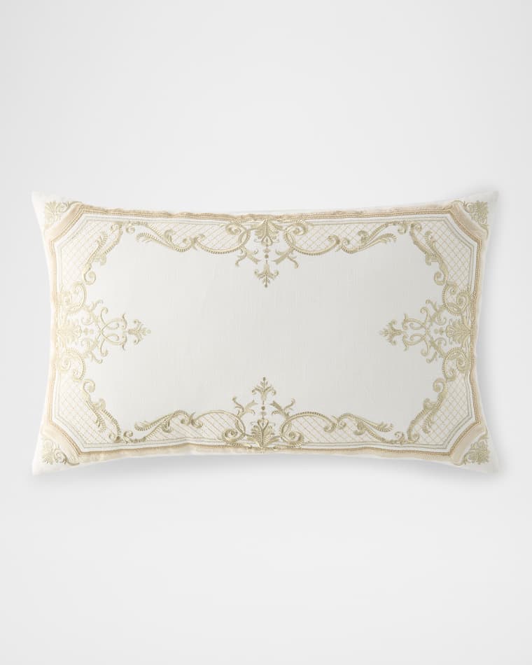 Callisto Home Nesher Metallic Lattice Border Lumbar Pillow, 18" x 30"