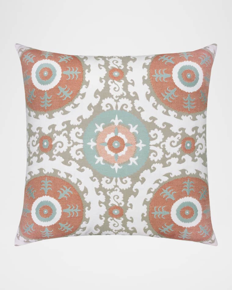 Elaine Smith Suzani Oasis Indoor/Outdoor Pillow, 22" Square