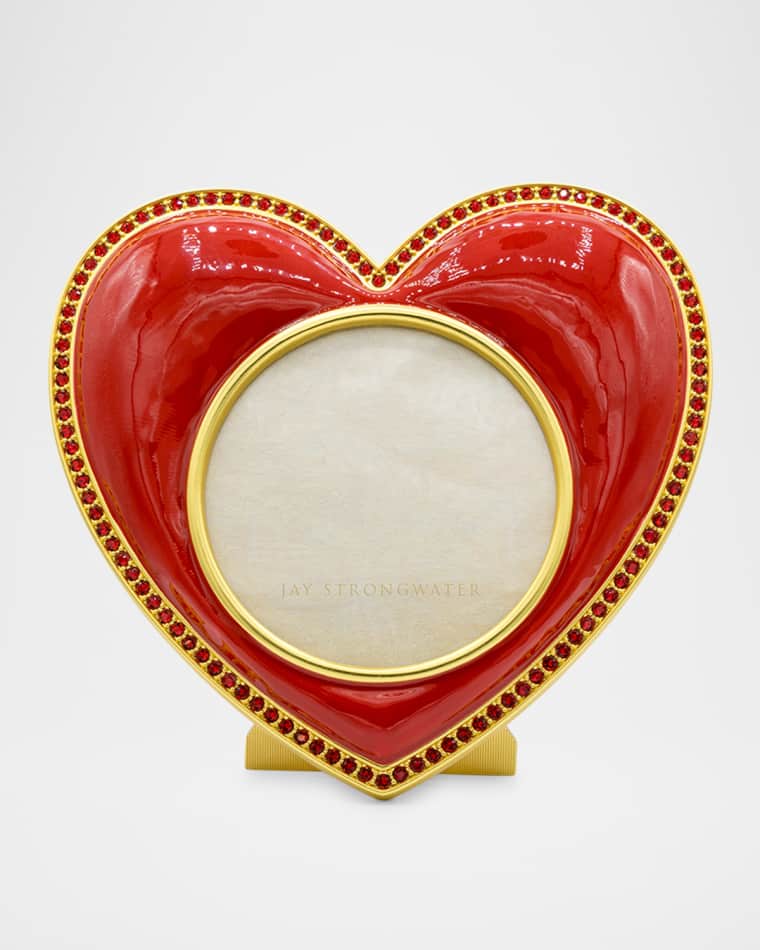 Jay Strongwater Chantal Ruby Heart Frame, 3" x 4"