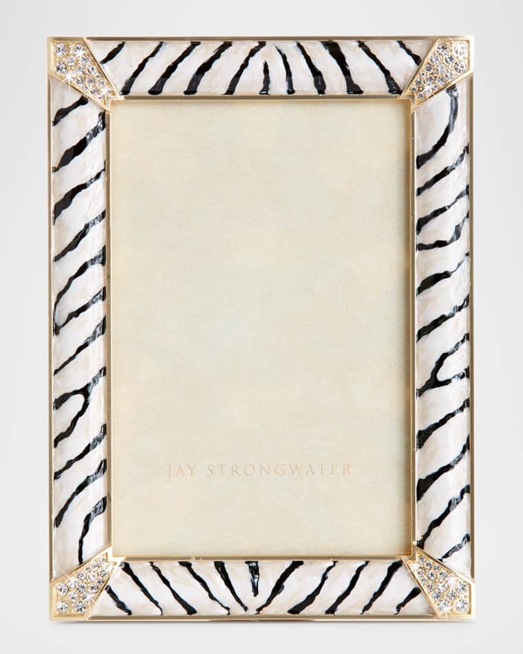 Jay Strongwater Lavinia Zebra Enamel Picture Frame, 4" x 6"
