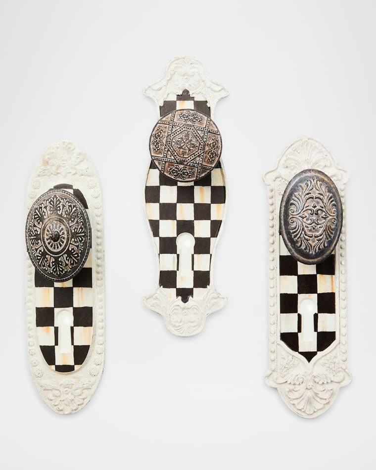 MacKenzie-Childs Courtly Door Knob Hooks, Set of 3