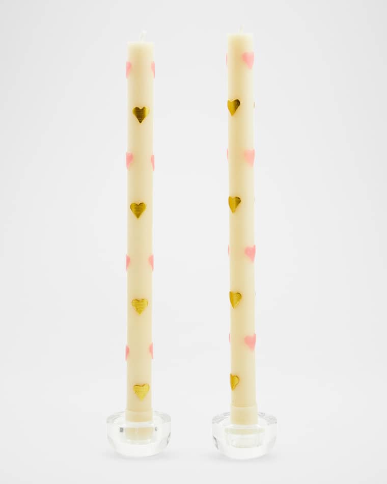 MacKenzie-Childs Pink Hearts Dinner Candles, Set of 2
