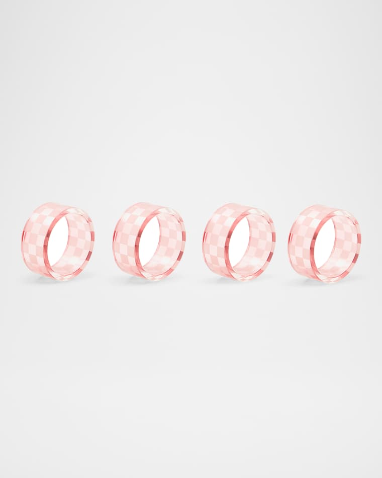 MacKenzie-Childs Pink Check Napkin Rings, Set of 4