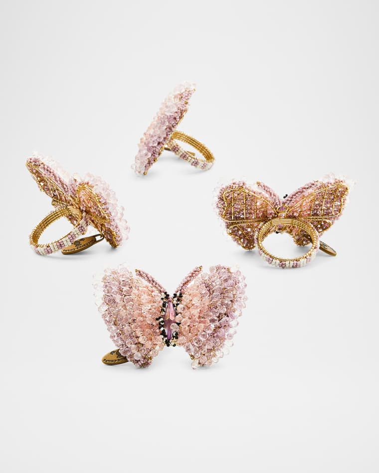 MacKenzie-Childs Pink Butterfly Hill Napkin Rings, Set of 4