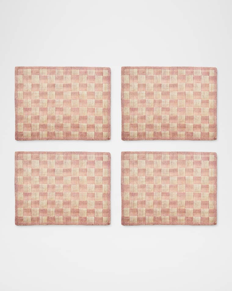 MacKenzie-Childs Pink Check Sinamay Placemats, Set of 4