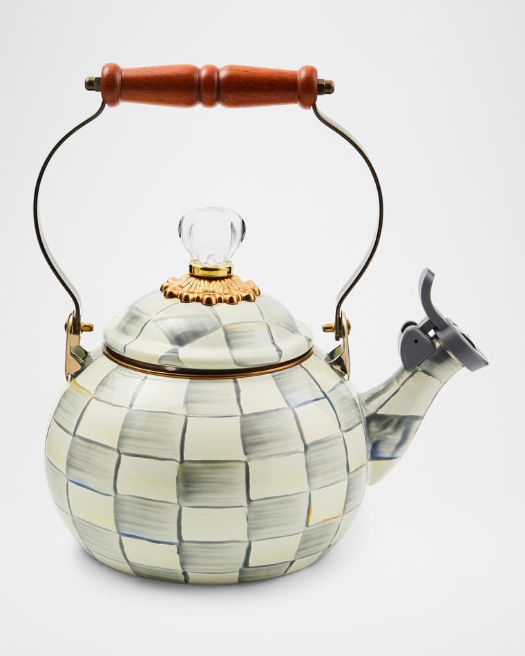 MacKenzie-Childs Sterling Check 1-Qt. Whistling Tea Kettle