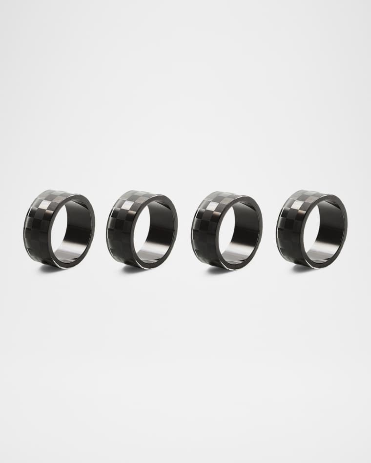 MacKenzie-Childs Black Check Napkin Ring, Set of 4