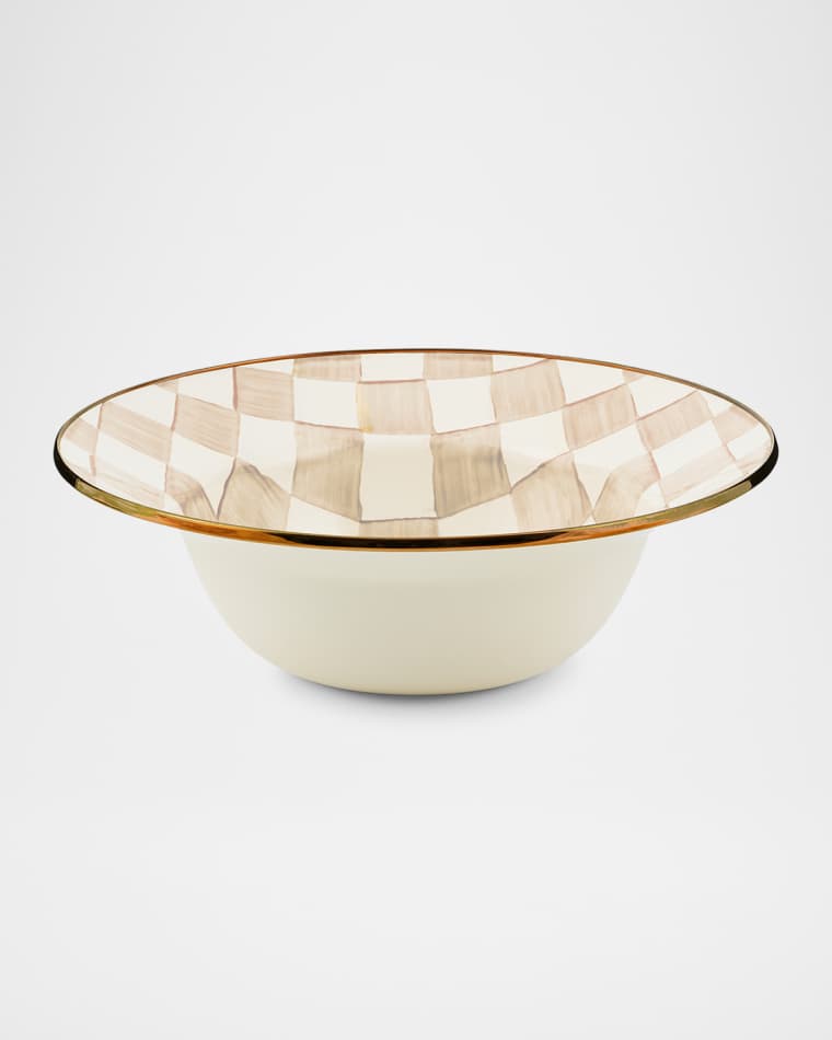 MacKenzie-Childs Mocha Check Serving Bowl