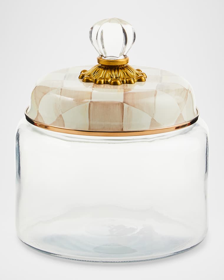 MacKenzie-Childs Mocha Check Small Kitchen Canister