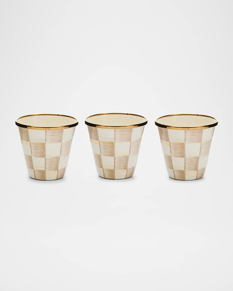 MacKenzie-Childs Mocha Check Herb Pots, Set of 3