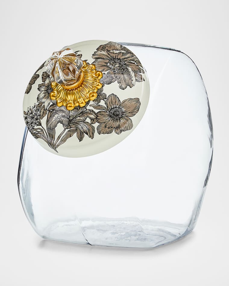 MacKenzie-Childs Cookie Jar with Sterling English Garden Lid