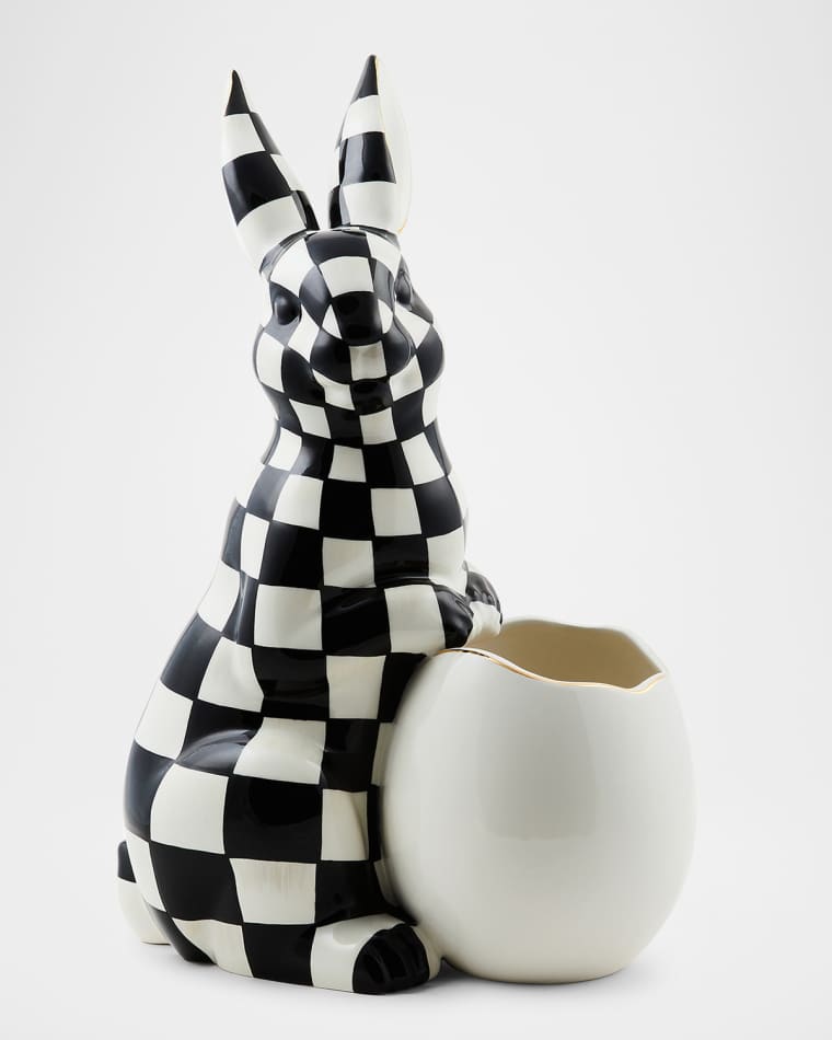 MacKenzie-Childs White Rabbit Ceramic Large Bunny Vase