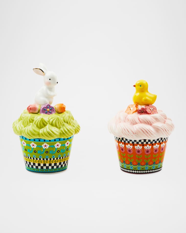 MacKenzie-Childs Calico Cupcake Lidded Boxes, Set of 2