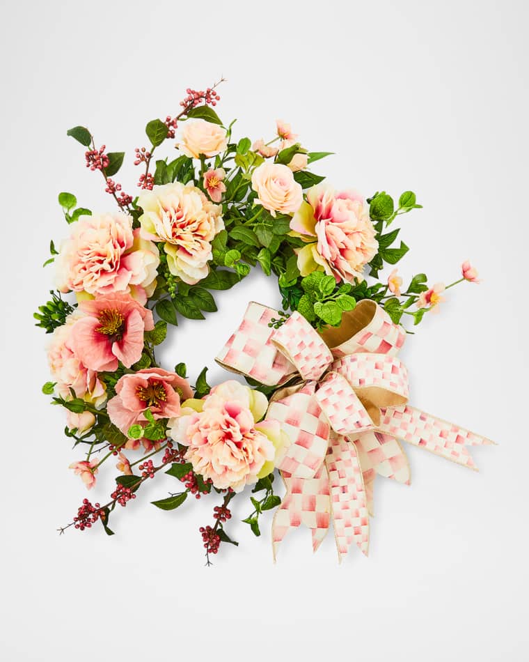 MacKenzie-Childs Rosy Check Rose 26" Wreath