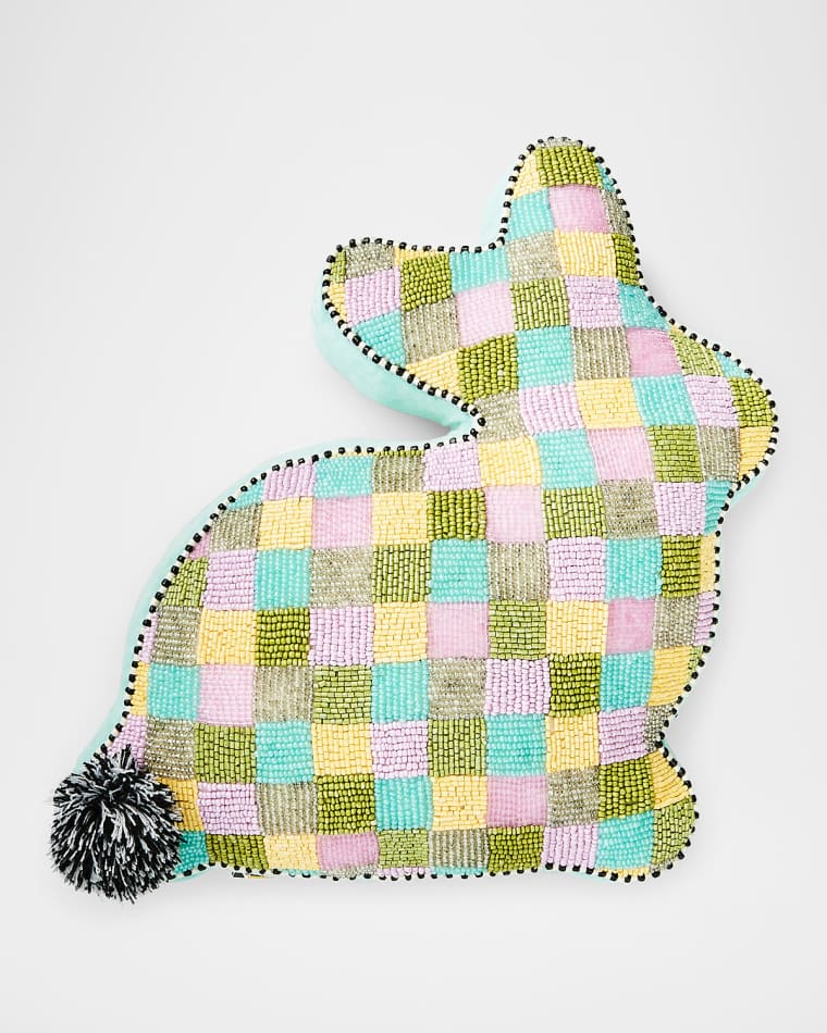 MacKenzie-Childs Multi-Check Bunny Shaped Throw Pillow