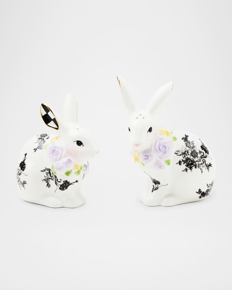 MacKenzie-Childs Butterfly Toile Bunny Salt & Pepper Set