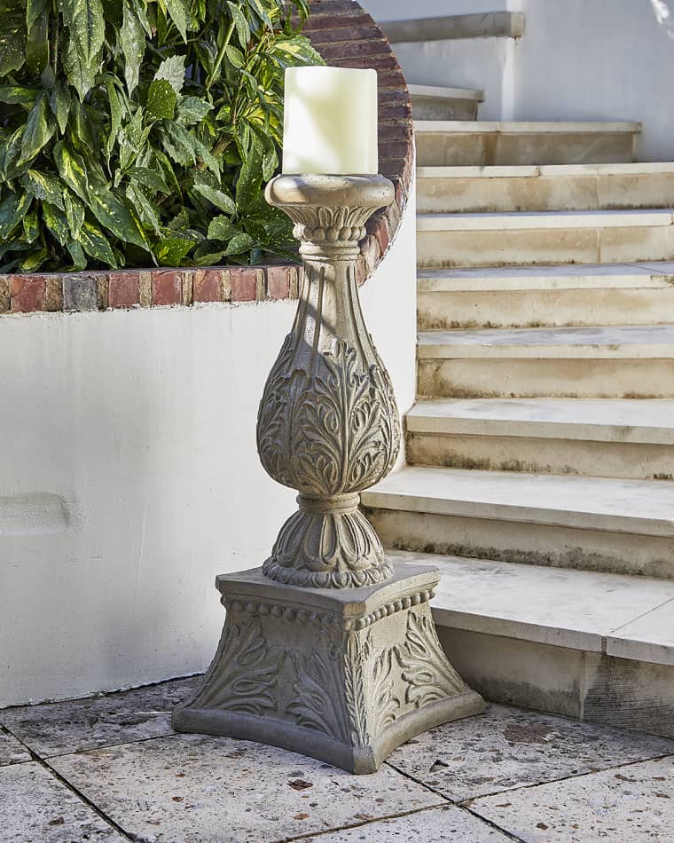 Neiman Marcus 36" Cast Stone Floor Candlestick