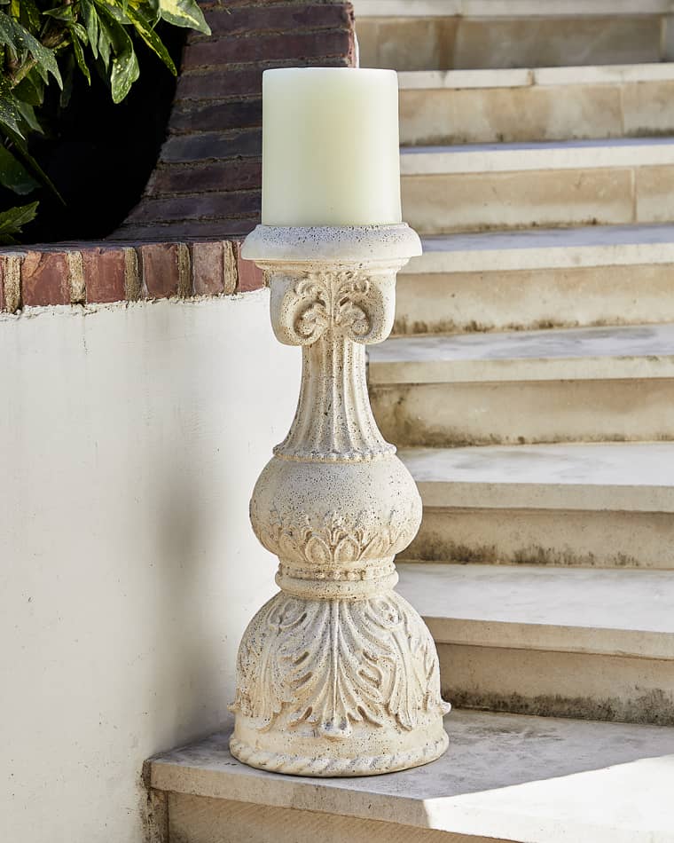 Neiman Marcus 24" Cast Stone Floor Candlestick