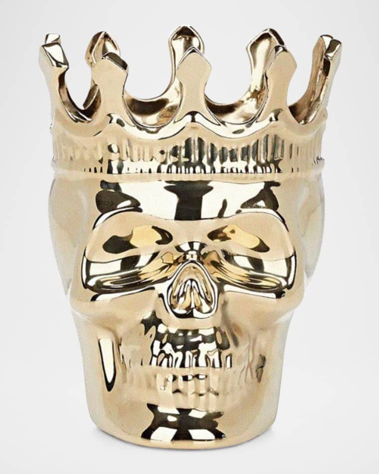 Thompson Ferrier Golden Bonaparte Skull Candle, 23.3 oz. - Wood Charmel Scent