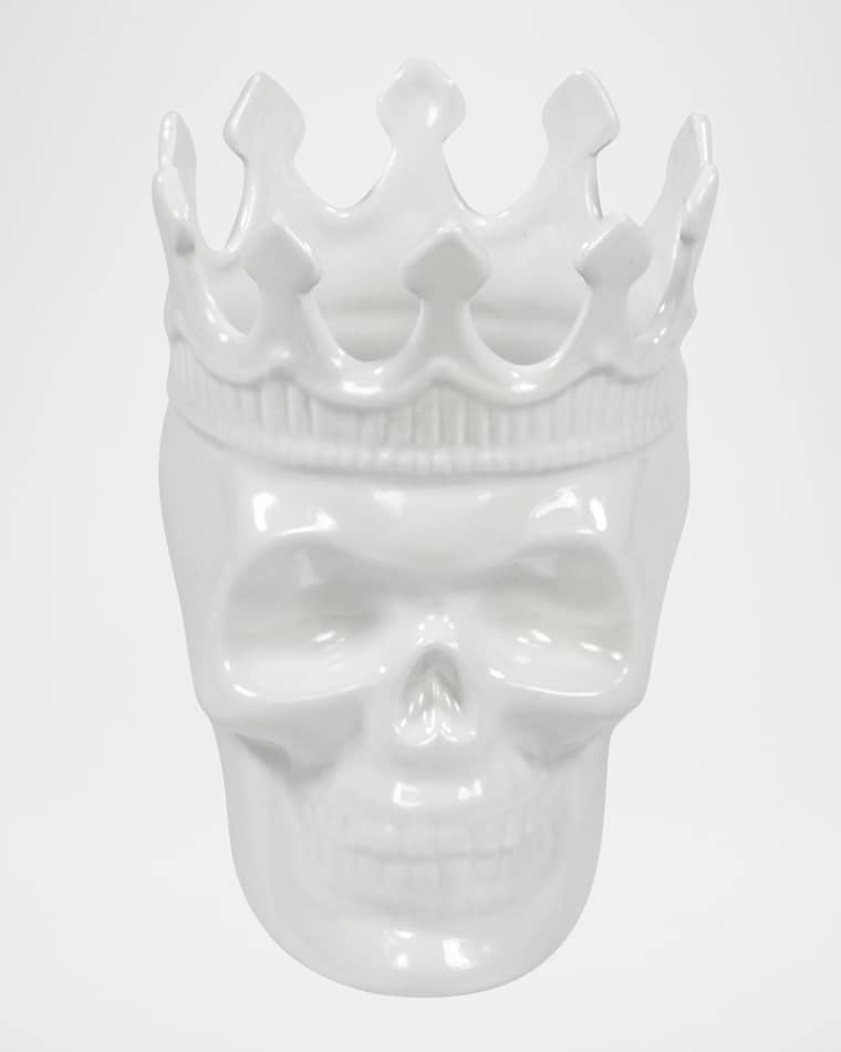 Thompson Ferrier White Louise Skull Candle, 23.3 oz. - Rose de Vents Scent