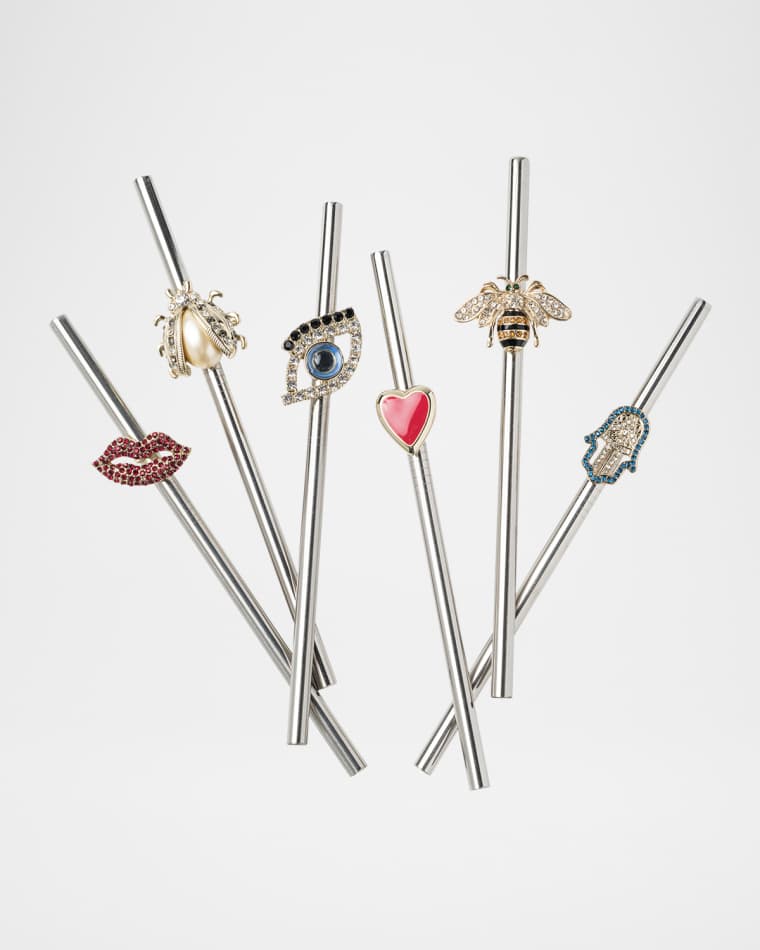 Joanna Buchanan Lucky Charm Metal Cocktail Straws, Set of 6