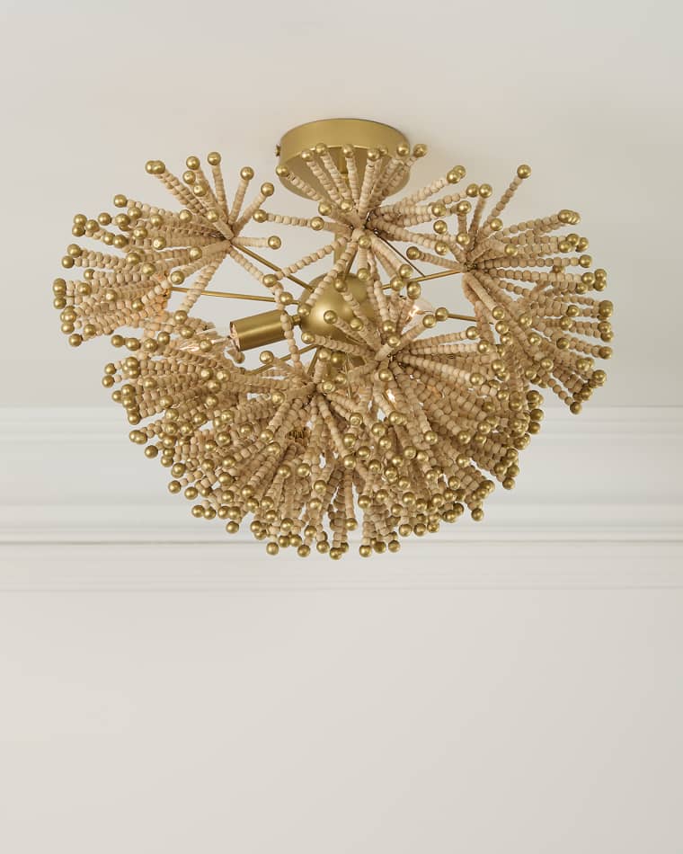 Neiman Marcus Beaded Flower Burst 3-Light Flush Mount