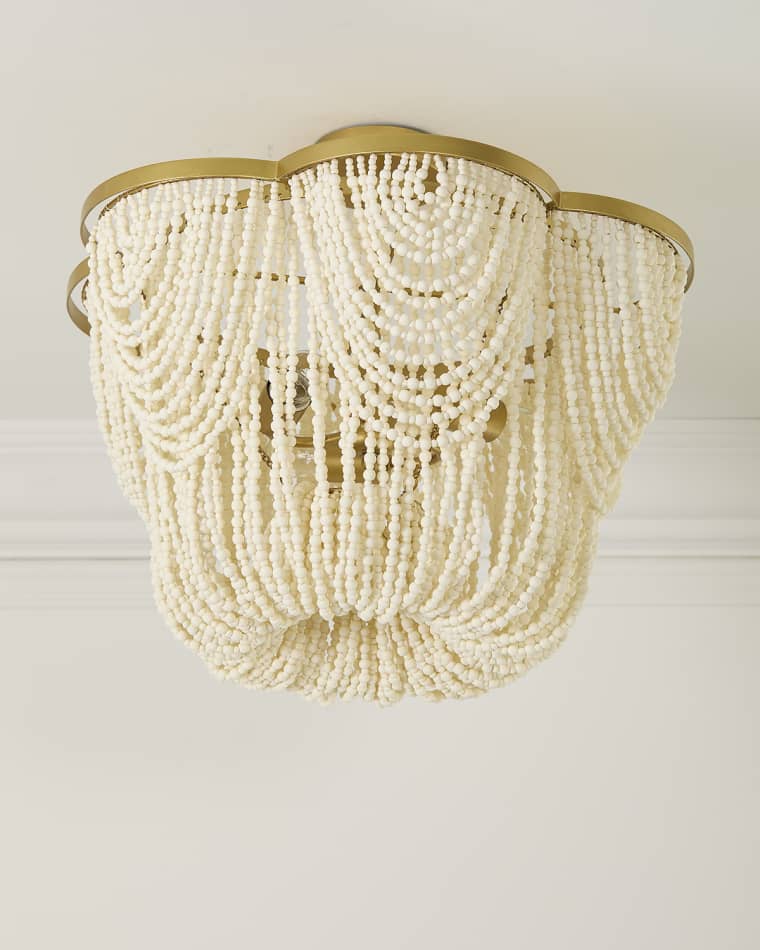 Neiman Marcus Draped Wood Bead Flushmount