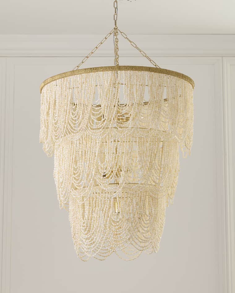 Neiman Marcus Draped 34" 4-Light Palay Shell Chandelier