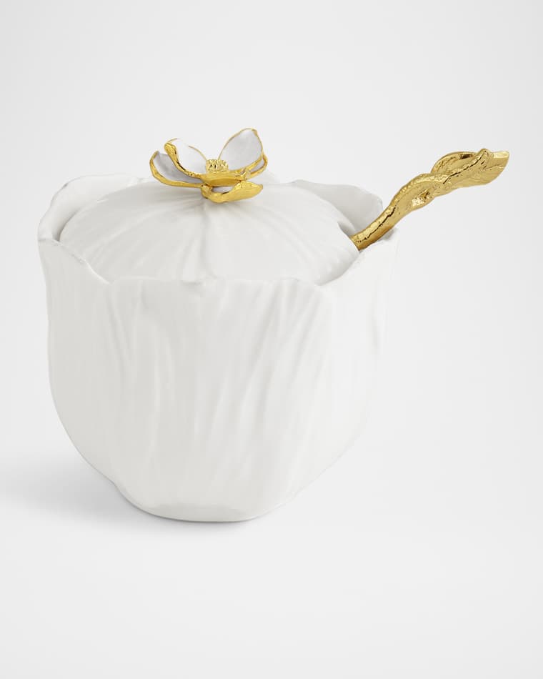 Michael Aram Gardenia Sugar Pot with Spoon, 3 oz.