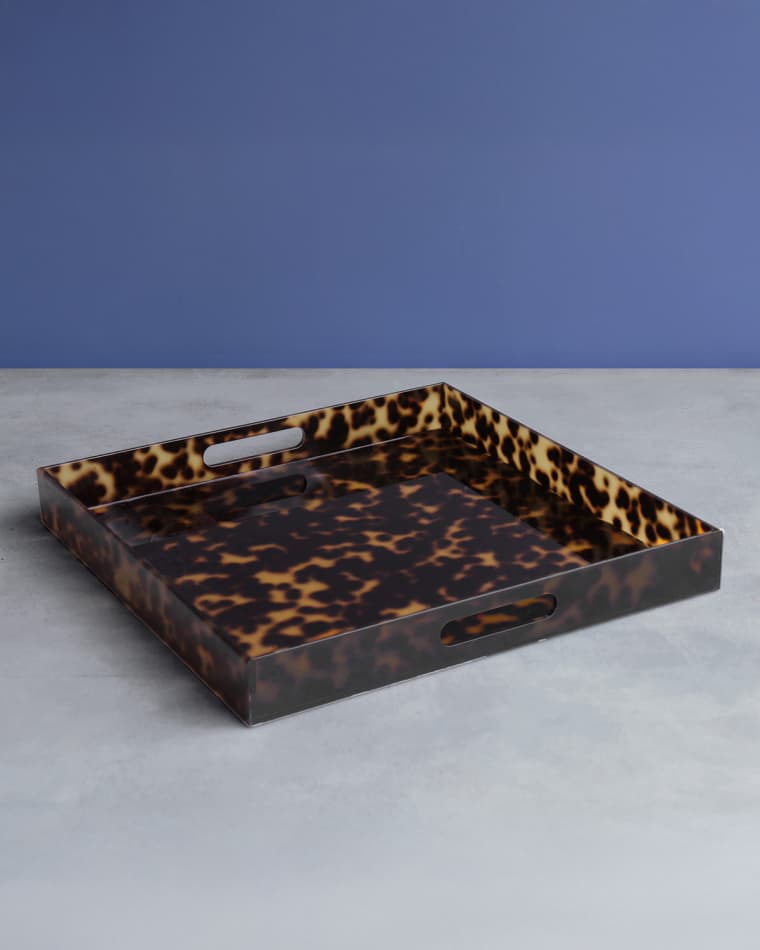 Beatriz Ball Vida Acrylic Tortoise Large Square Tray With Handles