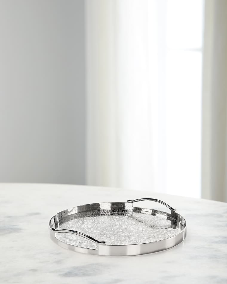 John-Richard Collection Silver Serpent Tray, Small Round