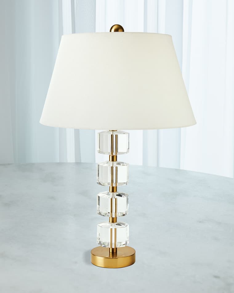 Global Views Stacked Faceted Crystal 32" Table Lamp