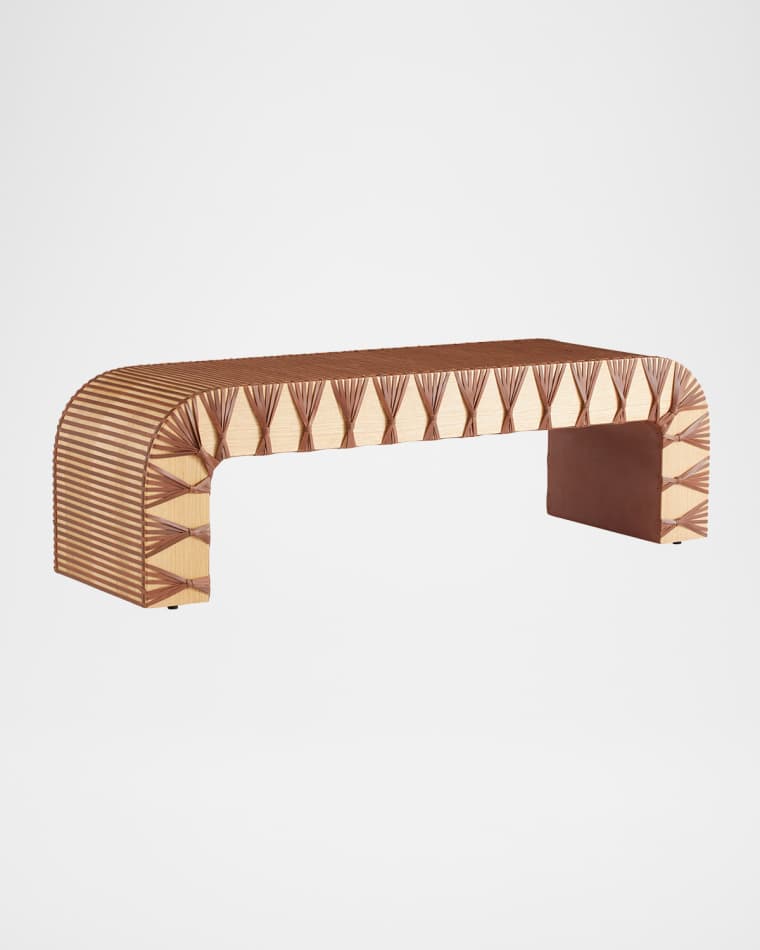Arteriors Hutchins Braided Leather Bench, 60"