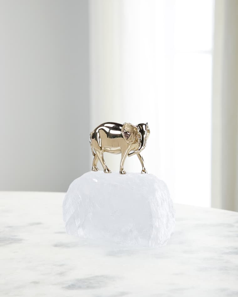 John-Richard Collection Brass Elephant Sculpture on Selenite I
