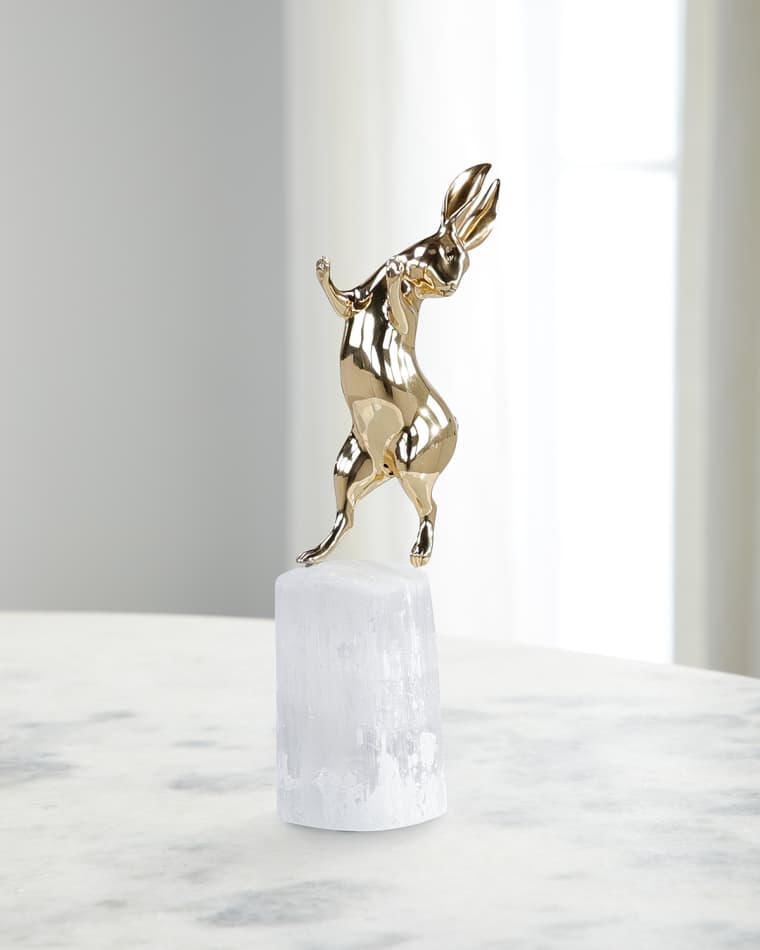 John-Richard Collection Dancing Bunny Sculpture on Selenite