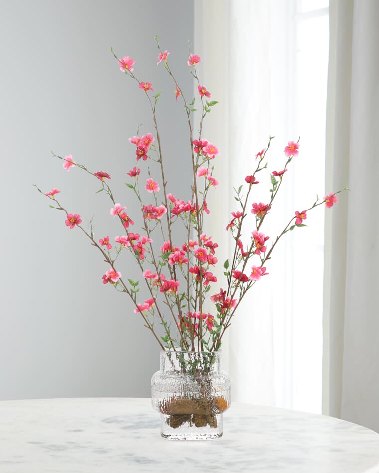 John-Richard Collection Cherry Blossom 25" Faux Floral Arrangement in Glass Container