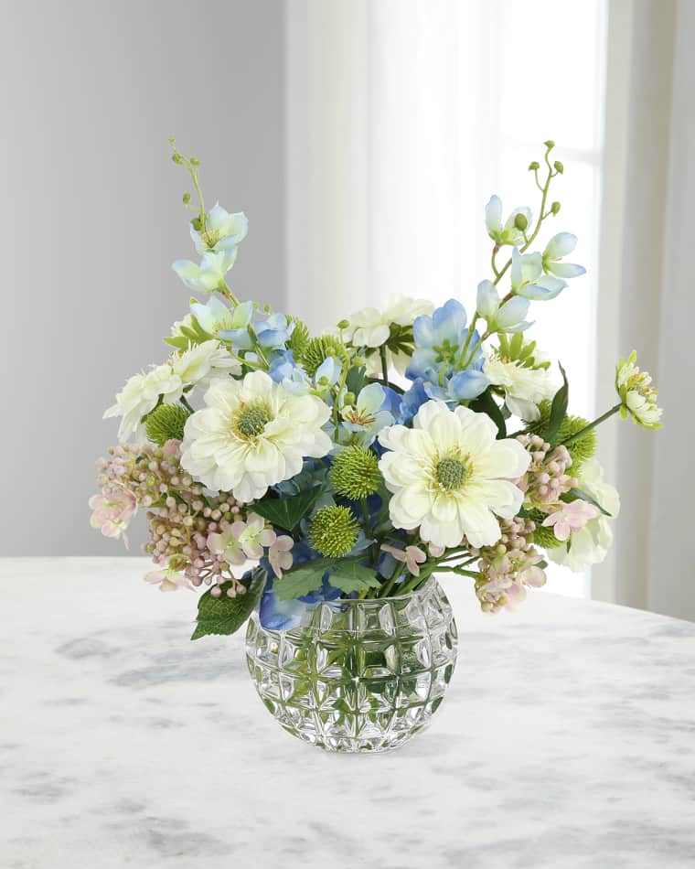 John-Richard Collection Delightful Zinnias 15" Faux Floral Arrangement in Glass Vase