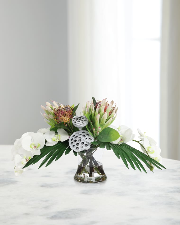 John-Richard Collection Tropical Queen 28" Faux Floral Arrangement in Glass Vase