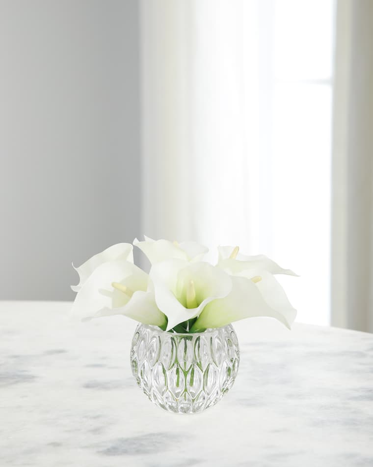 John-Richard Collection Elegant Calla 13" Faux Floral Arrangement in Glass Bowl