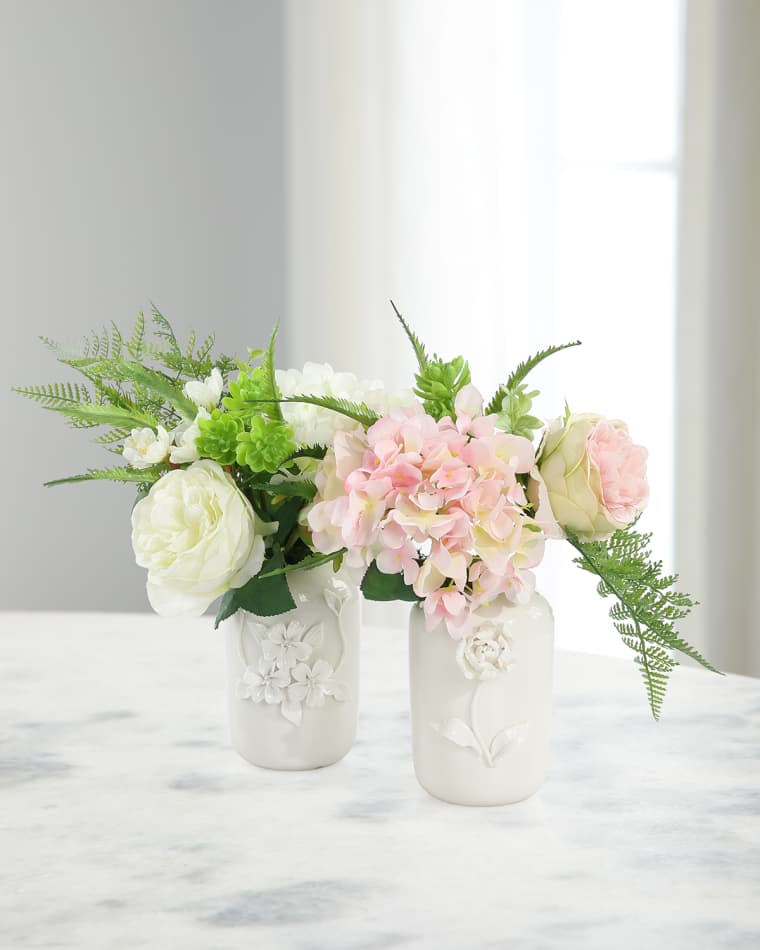 John-Richard Collection Nesting Garden 16" Faux Floral Arrangements, Set of 2