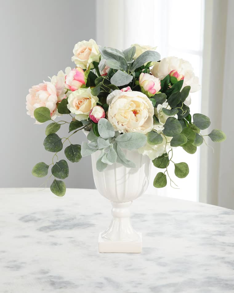 John-Richard Collection Italian Garden 20" Faux Floral Arrangement in Ceramic Urn