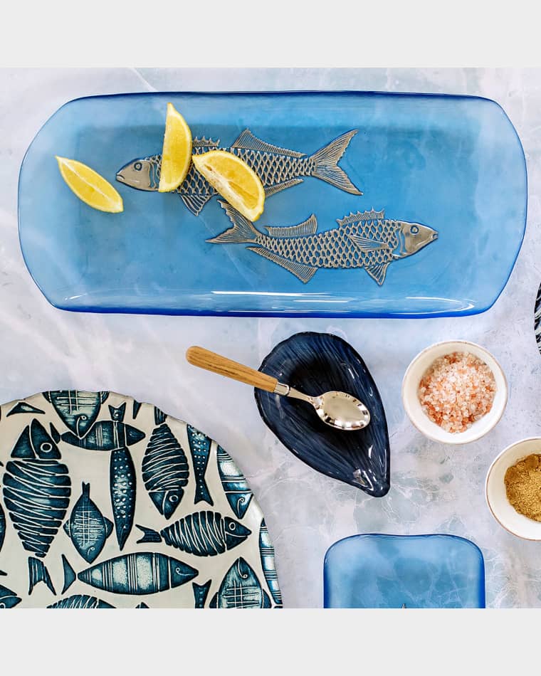 Vietri Isola Glass Medium Fish Rectangular Tray